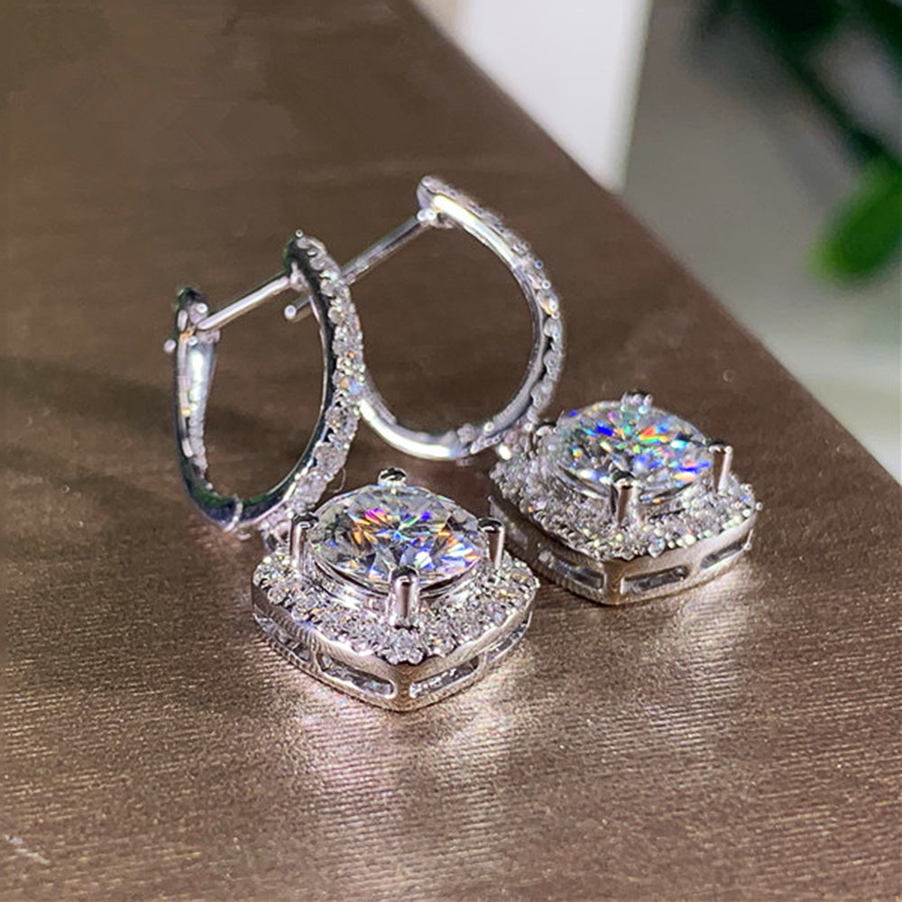 Luxury Square Pendant Zircon Earrings for Women