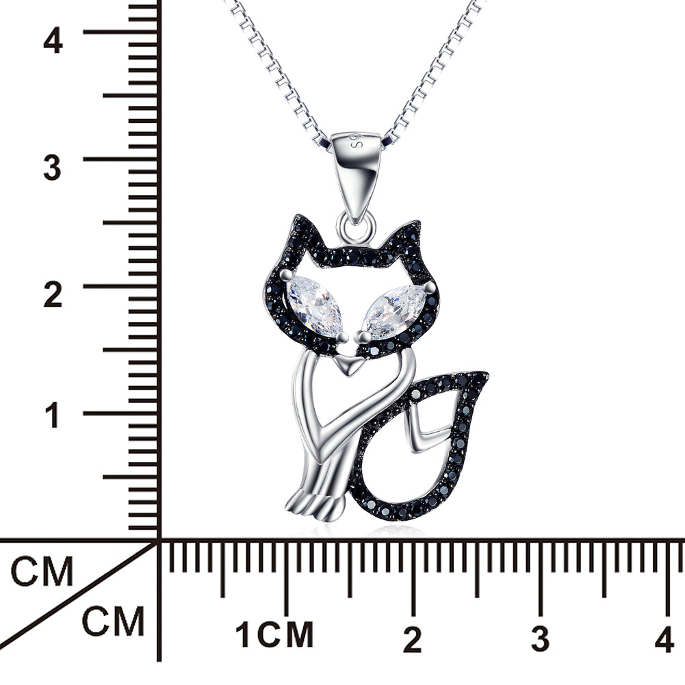 Cat-Shaped Necklace in 925 Sterling Silver with Pendant