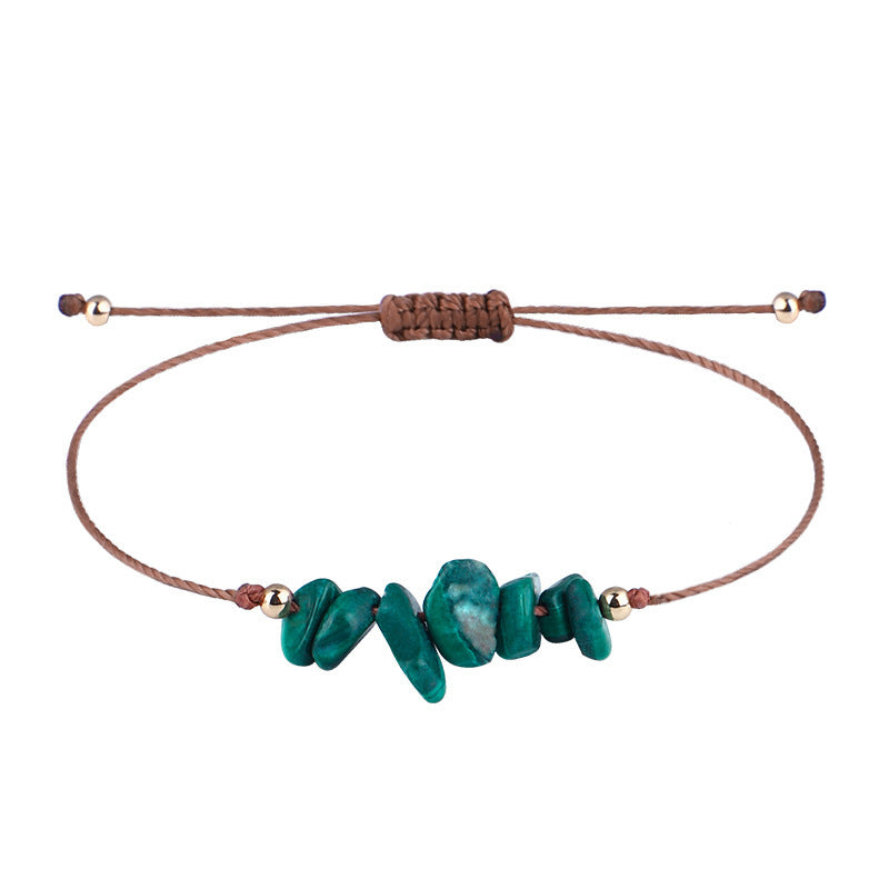Irregular Raw Stone Bracelet with Woven Wax Line