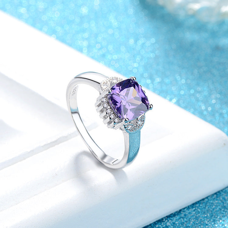 Simple Fat Square White Gold Plated Ring - European Style