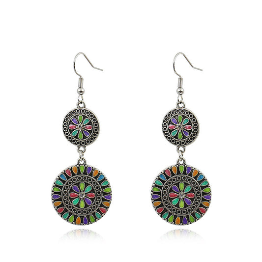 Trendy Women's Floral Drop Earrings in Alloy (Vintage)