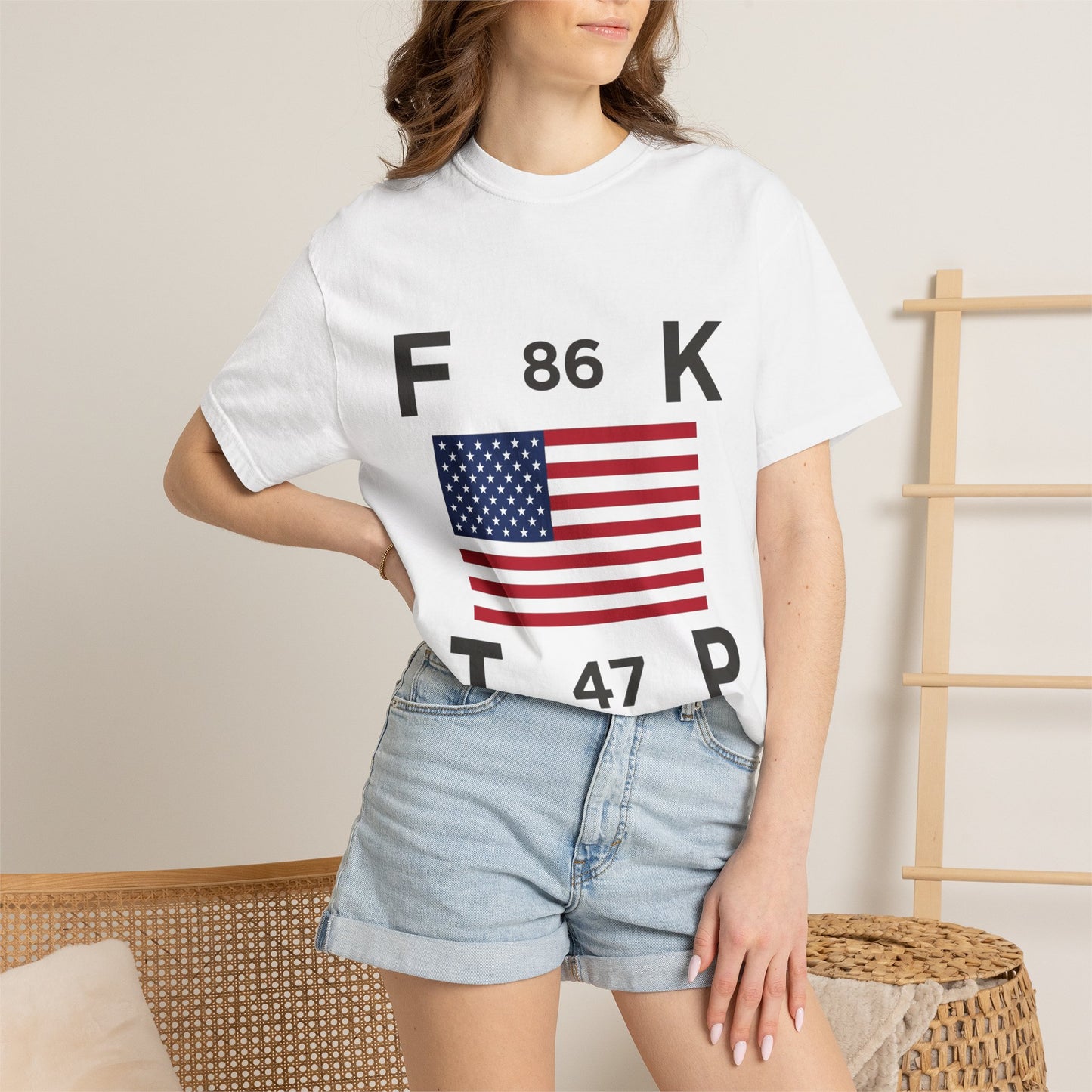 Graphic Tee — American Flag "F 86 K  T 47 P" Bold Statement T-Shirt