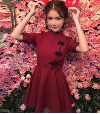 Vintage Qipao Dress with Stand Collar and Buttons