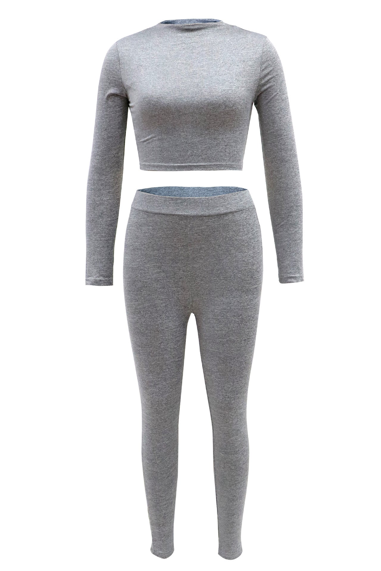 Autumn Long Sleeve Crop Top and High-Waisted Set for Women