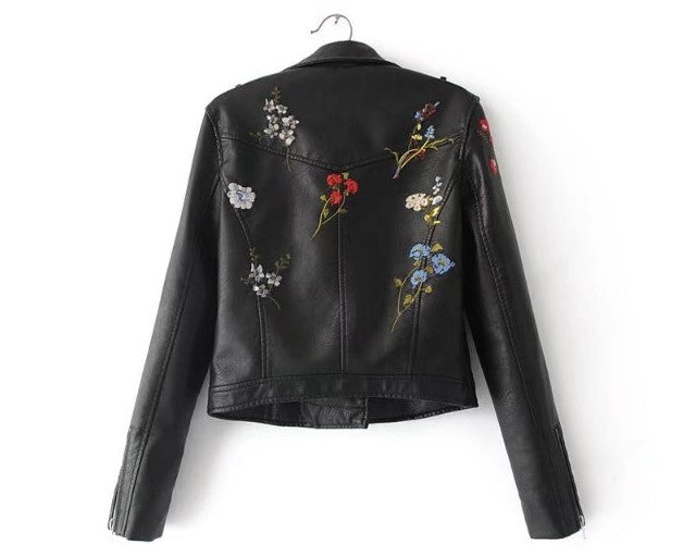 New Long Sleeve PU Leather Jacket with Zipper