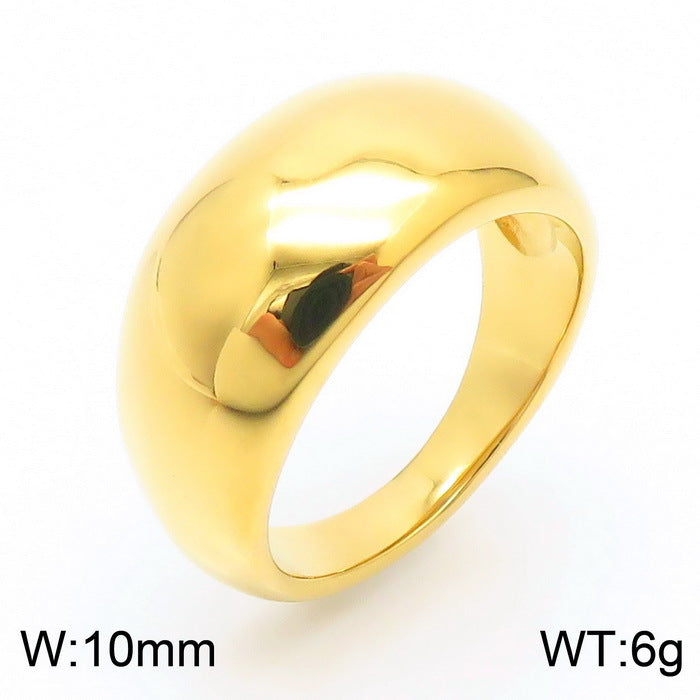 Gold Glossy Titanium Steel Fashion Trend Ring