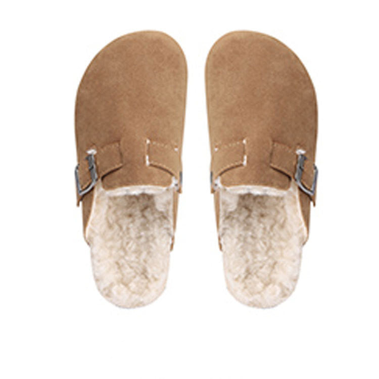 Vintage Genuine Leather Calf Suede Round Toe Flats