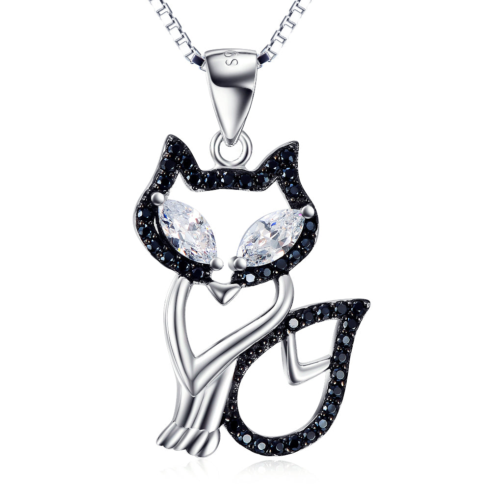 Cat-Shaped Necklace in 925 Sterling Silver with Pendant