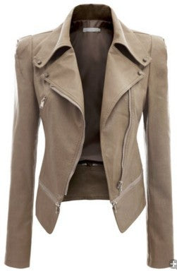 Motorcycle Leather Jacket with Zipper and Reversible Design