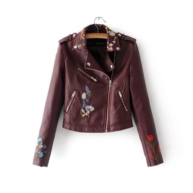 New Long Sleeve PU Leather Jacket with Zipper