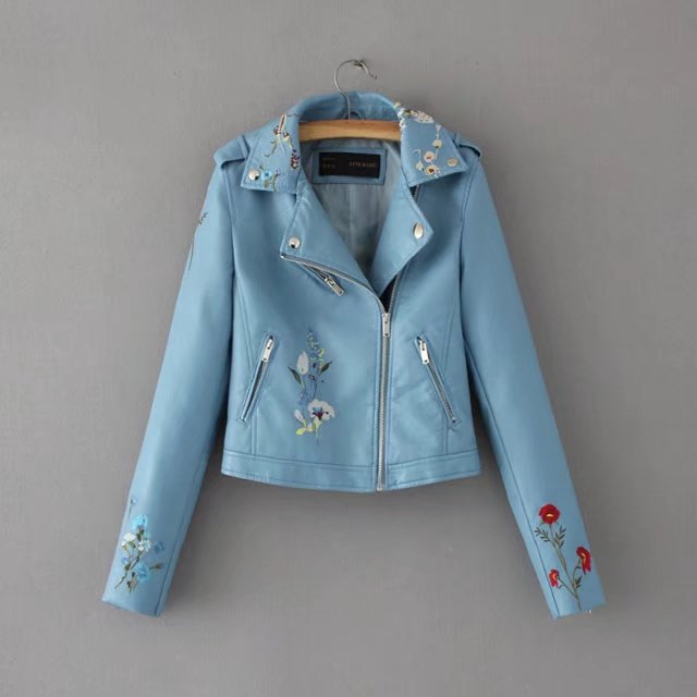 New Long Sleeve PU Leather Jacket with Zipper