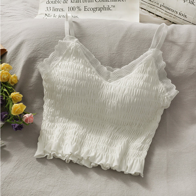 Korean V-Neck Corduroy Floral Print Tank Top for Women