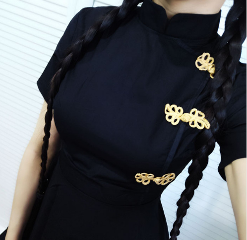 Vintage Qipao Dress with Stand Collar and Buttons