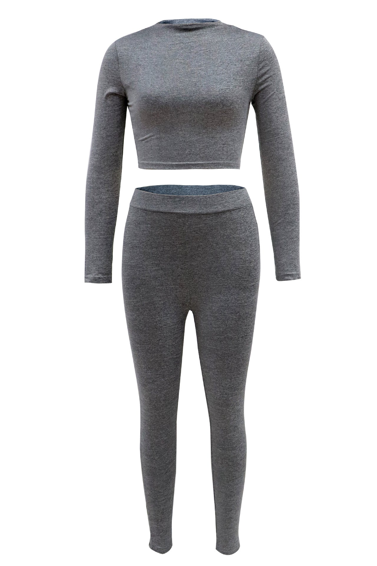 Autumn Long Sleeve Crop Top and High-Waisted Set for Women