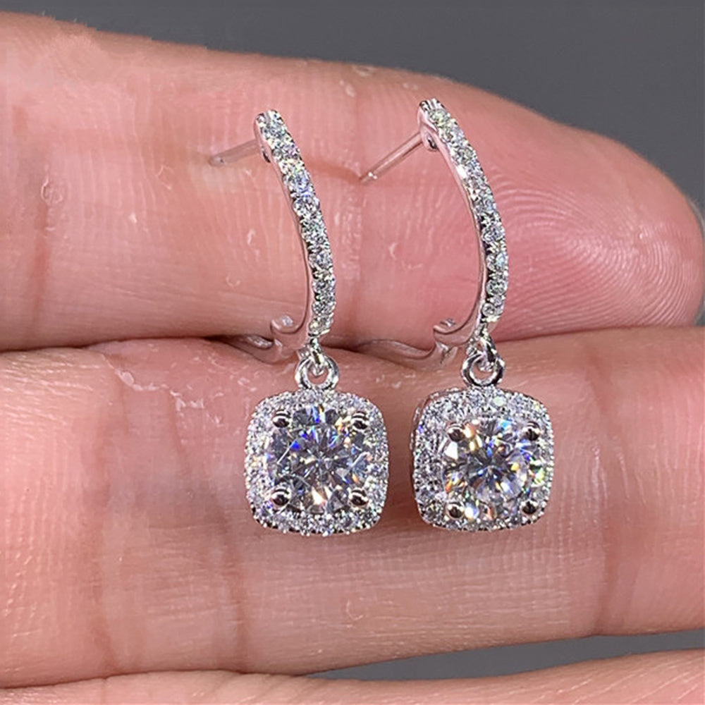 Luxury Square Pendant Zircon Earrings for Women
