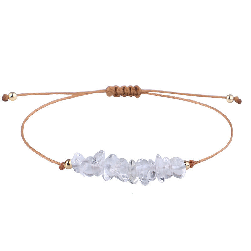 Irregular Raw Stone Bracelet with Woven Wax Line