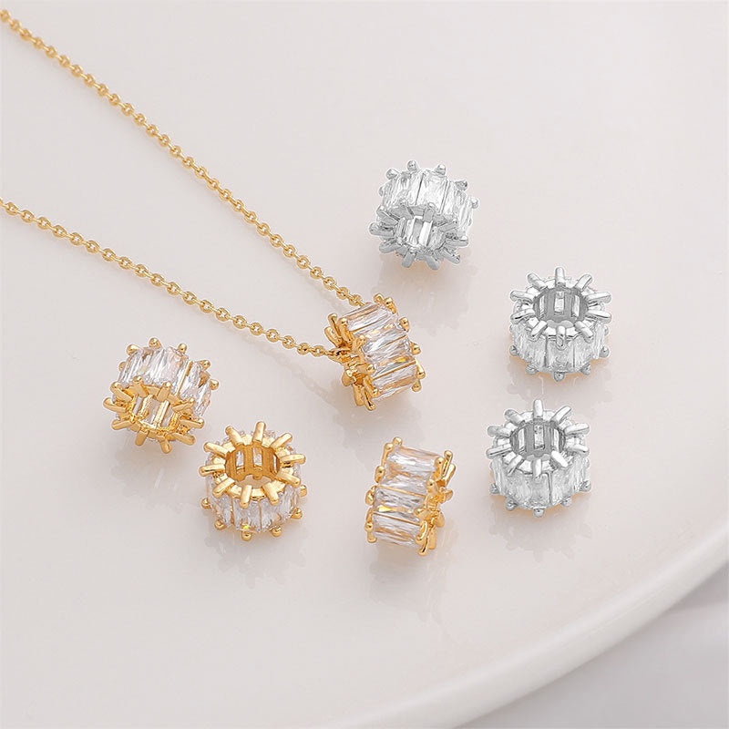 18K Gold-Plated Zirconia Wheel Pendant for DIY Jewelry