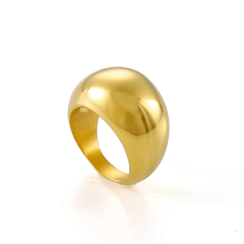 Gold Glossy Titanium Steel Fashion Trend Ring
