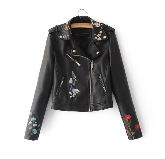 New Long Sleeve PU Leather Jacket with Zipper