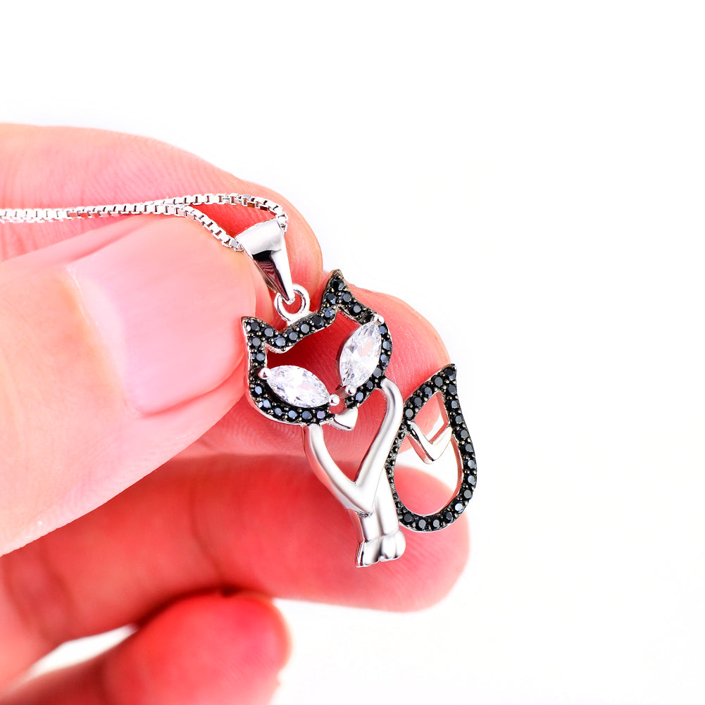 Cat-Shaped Necklace in 925 Sterling Silver with Pendant
