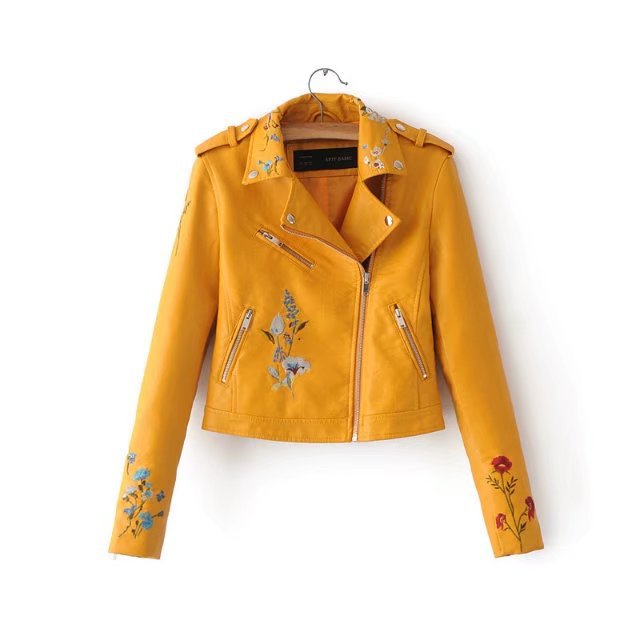 New Long Sleeve PU Leather Jacket with Zipper