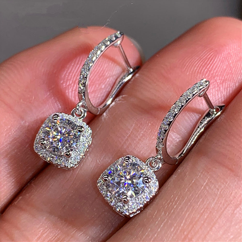 Luxury Square Pendant Zircon Earrings for Women