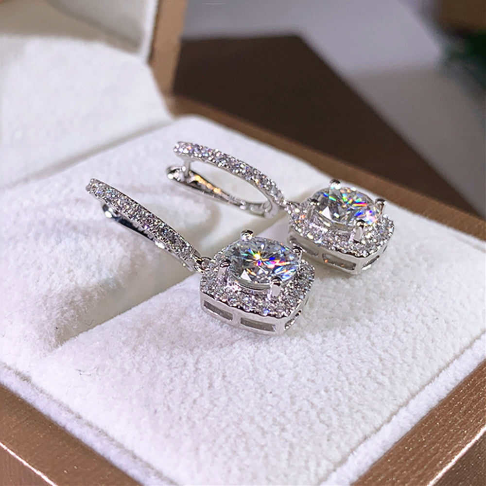 Luxury Square Pendant Zircon Earrings for Women
