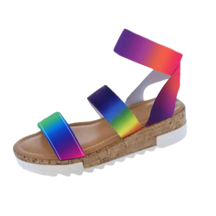 Thick-Soled Beach Sandals for Women - Fashion Ribbon Design