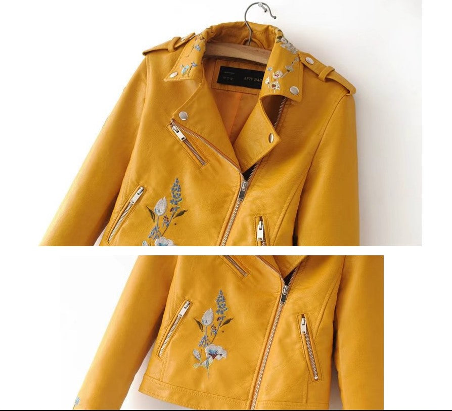 New Long Sleeve PU Leather Jacket with Zipper