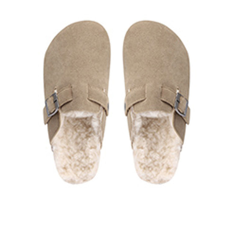 Vintage Genuine Leather Calf Suede Round Toe Flats