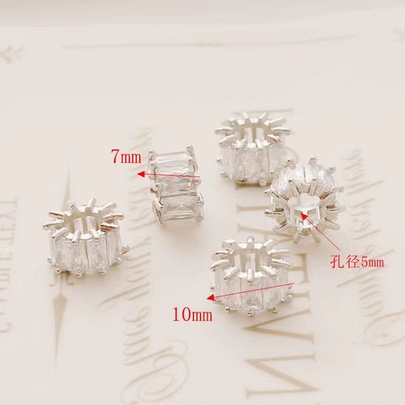 18K Gold-Plated Zirconia Wheel Pendant for DIY Jewelry