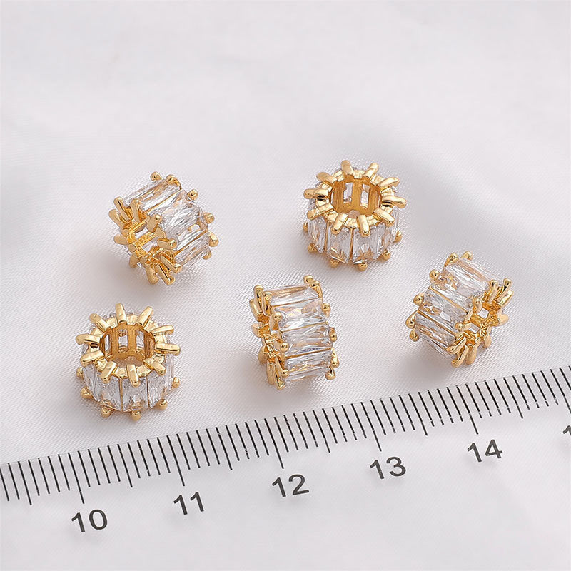 18K Gold-Plated Zirconia Wheel Pendant for DIY Jewelry