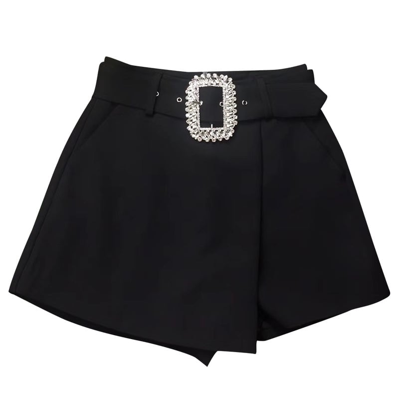 Modern Women's Summer Rhinestone Buckle Culottes Shorts