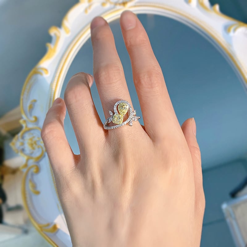 925 Silver Yellow Diamond Fashion Ring