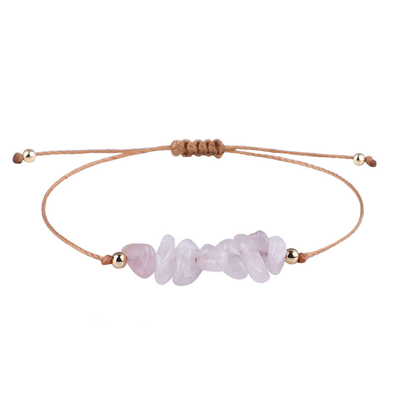 Irregular Raw Stone Bracelet with Woven Wax Line