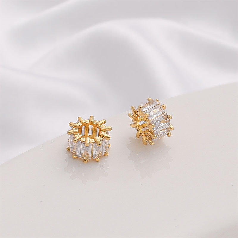 18K Gold-Plated Zirconia Wheel Pendant for DIY Jewelry
