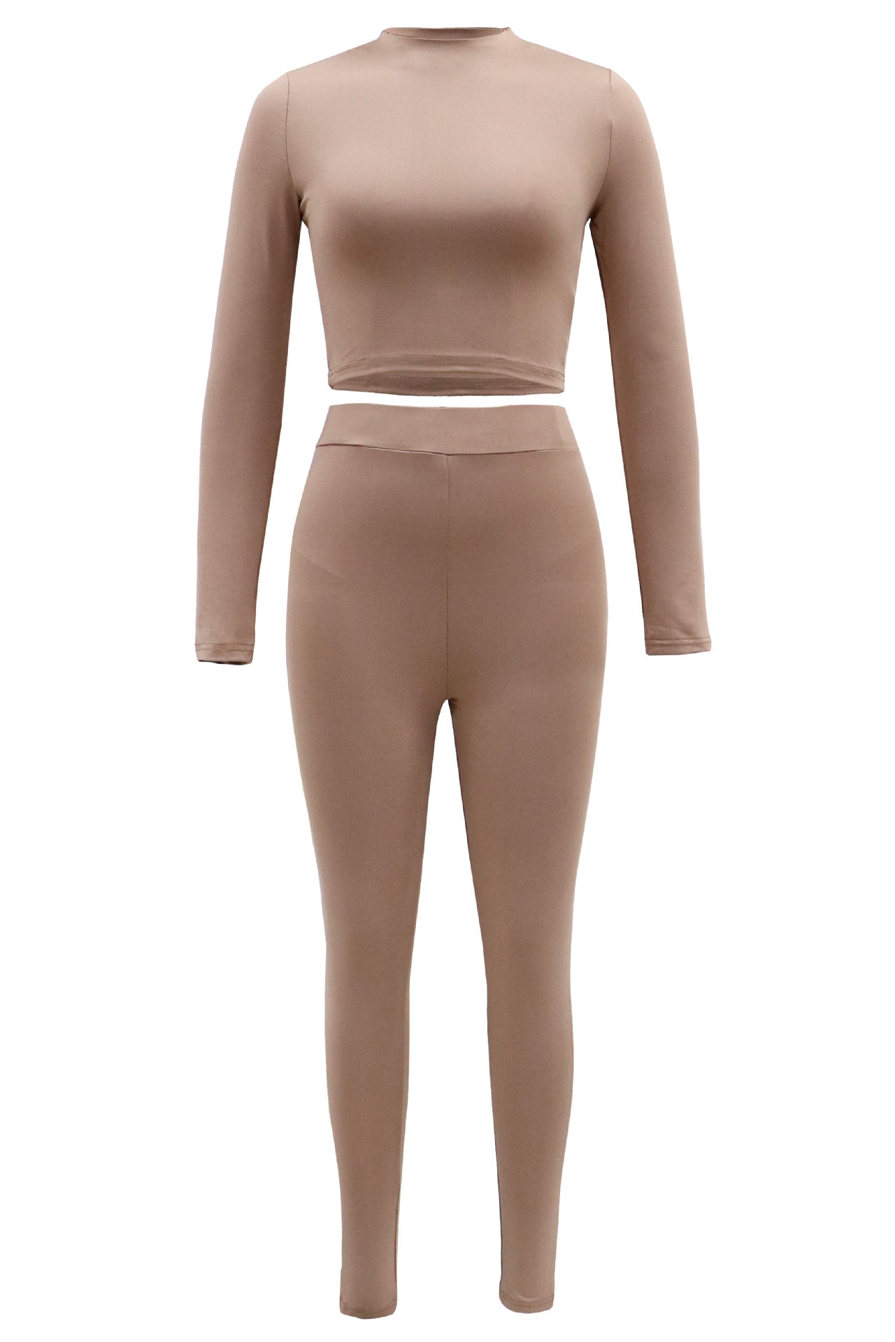 Autumn Long Sleeve Crop Top and High-Waisted Set for Women