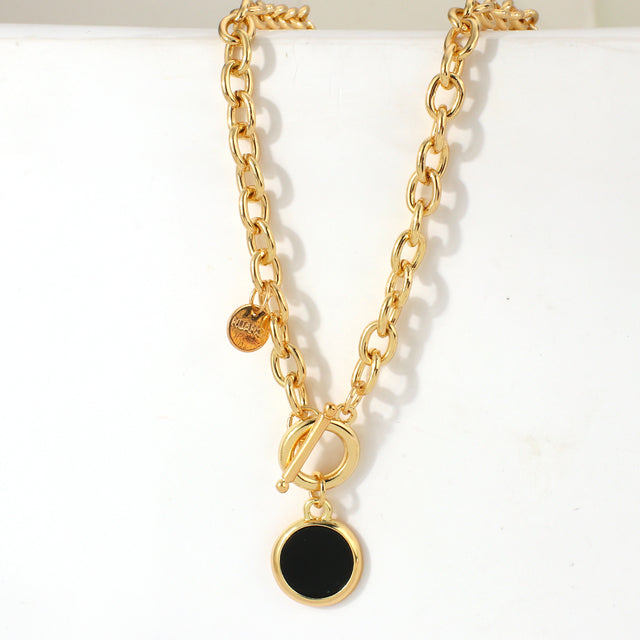 Universal Metal Aluminum Chain with Black Fritillaria Pendant