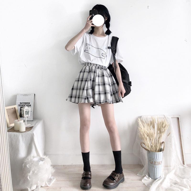 Loose Plaid Skirt for Women's Fashion Personality