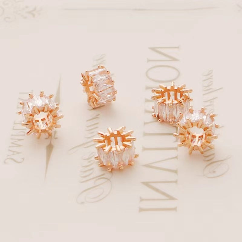 18K Gold-Plated Zirconia Wheel Pendant for DIY Jewelry