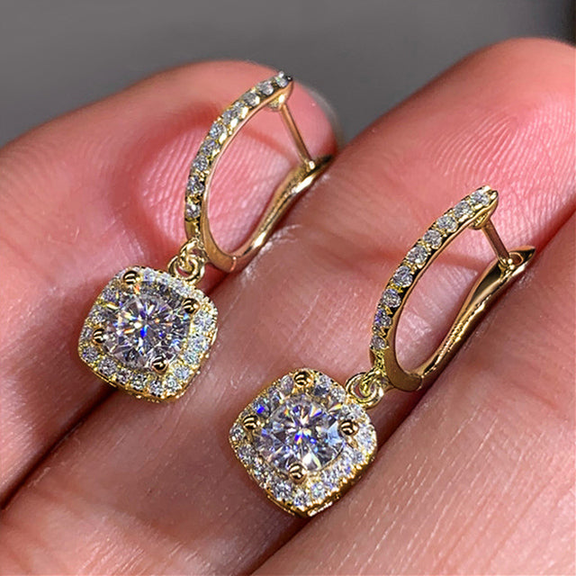 Luxury Square Pendant Zircon Earrings for Women
