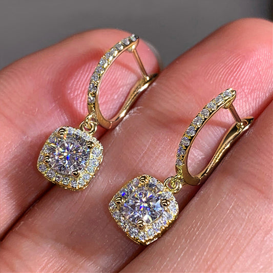 Luxury Square Pendant Zircon Earrings for Women