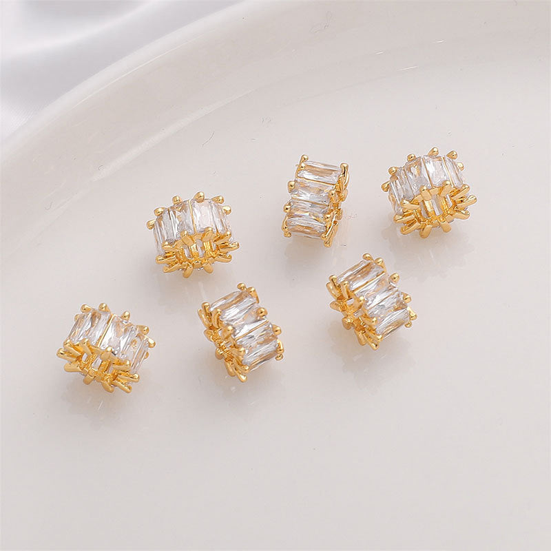 18K Gold-Plated Zirconia Wheel Pendant for DIY Jewelry