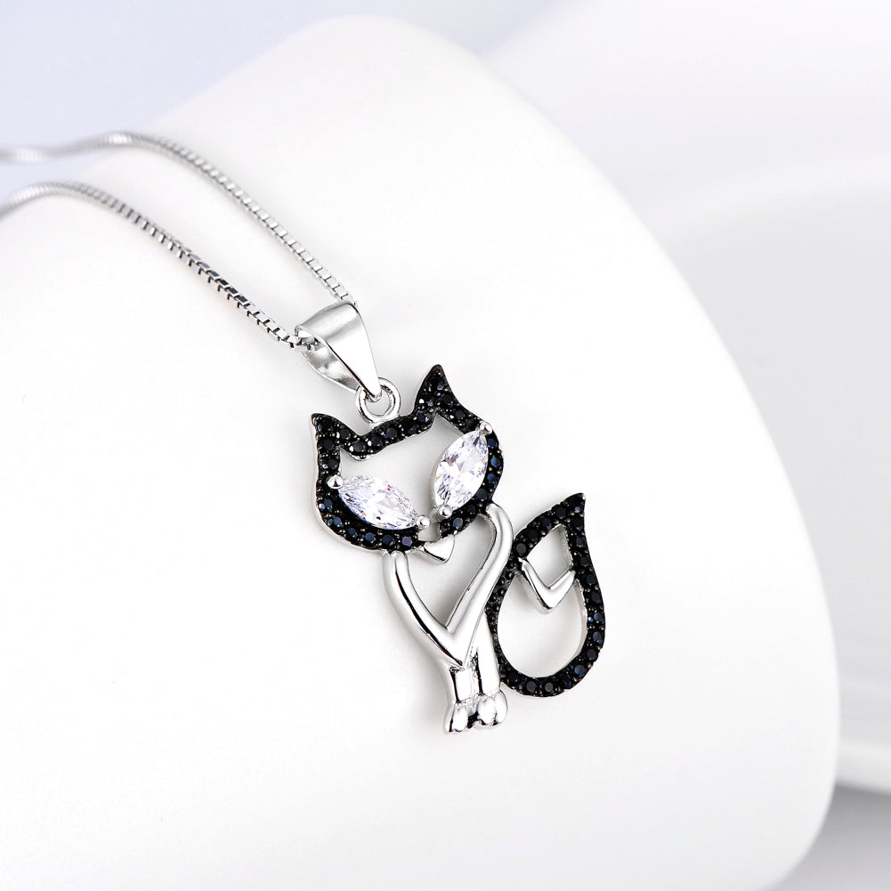 Cat-Shaped Necklace in 925 Sterling Silver with Pendant