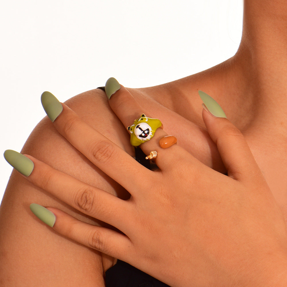 Cute Cartoon Animal Ring - Fox, Panda, Zebra Design